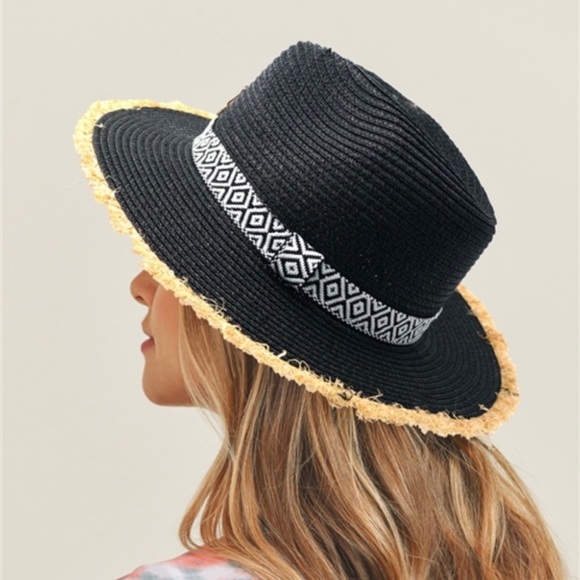 Frayed trim Aztec hat - Picture 2 of 3